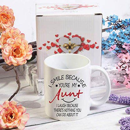White Aunt Mug - I Smile Because You Are My Aunt 11oz Gift Coffee Cup