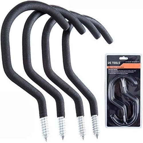 Bike Hooks - Pack of 4 Durable Garage Bike Hangers | Easy Off Wall Mount Storage Solution