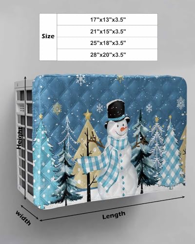 Indoor Snowman Air Conditioner Cover for Window Units - Waterproof, Adjustable, 28x20x3.5 Inches - Christmas Snowflake & Winter Tree Design (Variation: 28'' L x 20'' H x 3.5'' D / Christmasech3507)