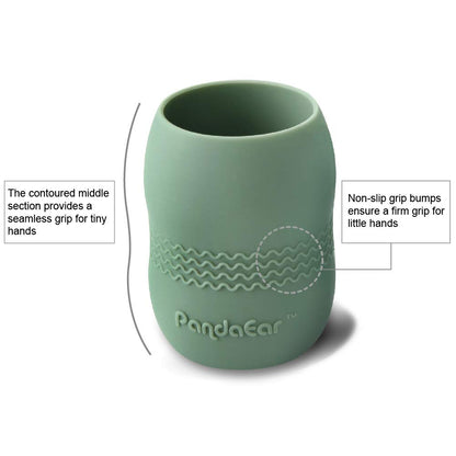 PandaEar 2 Pack100% Tiny Silicone Drinking Training Cup for Baby and Toddler, 3.5oz (Blue/Green)
