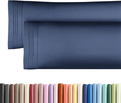 Skiennix Body Pillowcases Set of 2 | 20x54 Long Pillow Covers - Soft, Breathable & Wrinkle-Free - Navy Blue