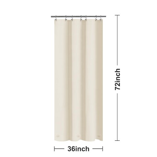 Barossa Design Beige Stall Shower Curtain Liner 36" W x 72" H - Waterproof PEVA Plastic Shower Liner for Small Bathroom Stall, Lightweight Bath Curtain with 3 Magnets & Metal Grommets - Beige