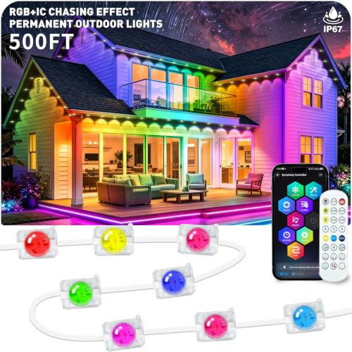 500FT RGB+IC Outdoor String Lights with App & Remote - Waterproof Garden Decor
