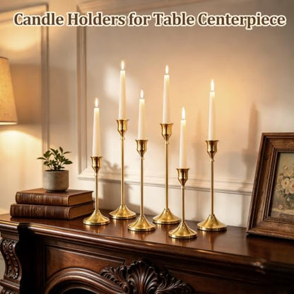 24Pcs Gold Taper Candle Holders Vintage Centerpieces Set