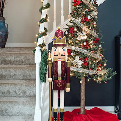Large 4ft King Christmas Nutcracker Figurine - Wooden Holiday Decor for Front Door & Fireplace (Variation of THIS listing)