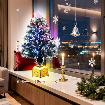 2ft Green Fiber Optic Christmas Tree with Stand - Artificial Holiday Tree