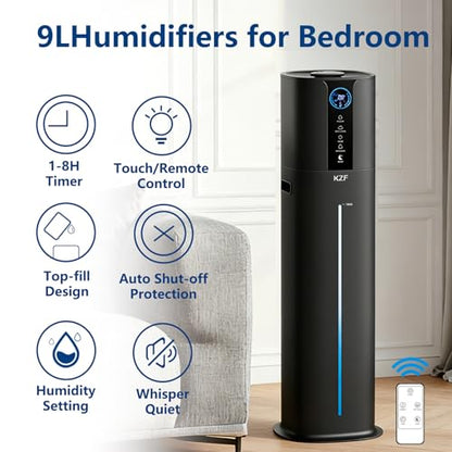 Large Room 9L Smart Humidifier with App Control and Remote - Black