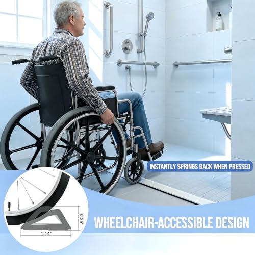 67 Inch Silicone Shower Water Dam - Collapsible Threshold Barrier, White