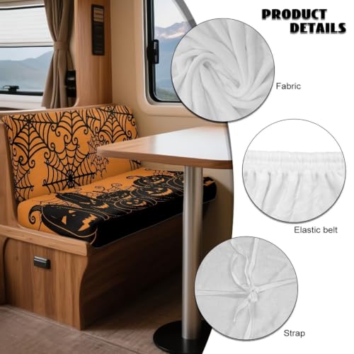 Pumpkin Spider Web RV Dinette Cushion Covers Set of 2 - Fall Decor