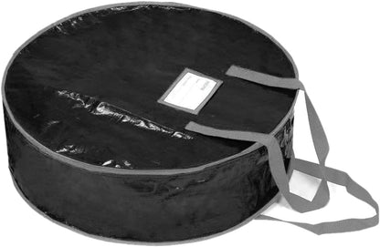 Propik Wreath Storage Bag - Tear Resistant Holiday Garland Container with Heavy-Duty Handles | 24” x 24” x 8” (Black)