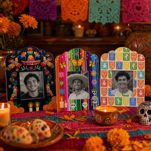 36 Dia De Los Muertos Photo Frames Set - Traditional Sugar Skull Decorations