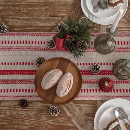 Red Boho Cotton Linen Table Runner 13x108 Inches for Holiday & Rustic Decor (Variation of THIS listing)