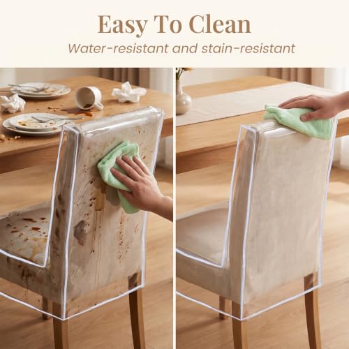 Waterproof Plastic Dining Chair Covers Set of 4 - Clear Protectors for Kitchen Chairs