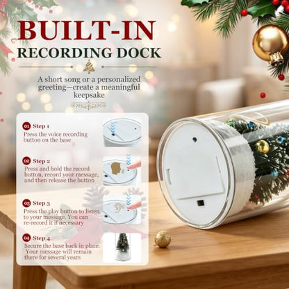 Blue Recordable Christmas Tree Ornament with Message Bottle - Voice Greeting Decor