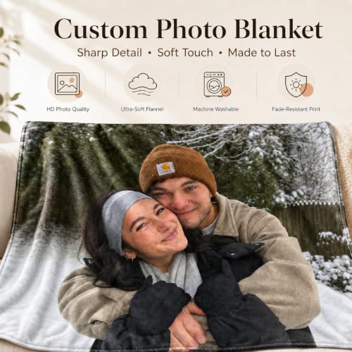 Baby Size Custom Photo Blanket with Text - Flannel Throw for Kids & Gifts