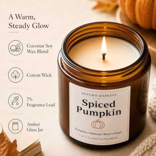 6 Pack Fall Scented Candle Set of 7oz Soy Candles for Home Decor - Autumn Gift
