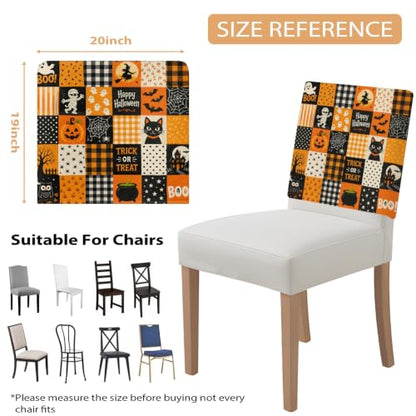 Halloween Chair Cover Set of 4 Boo Spooky Pumpkin Stretch Slipcovers Orange Black