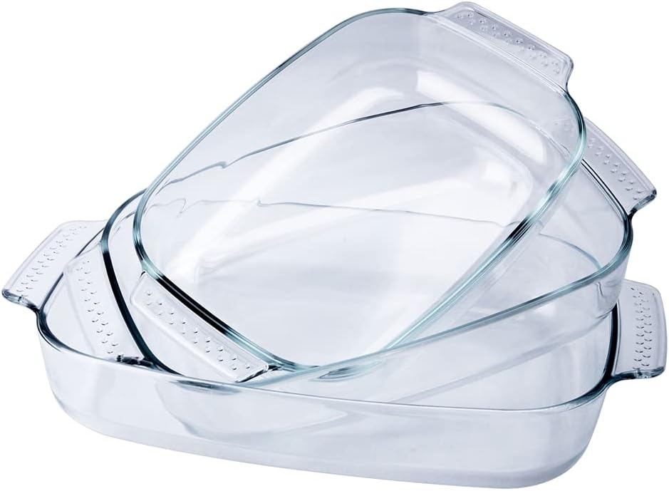 Skiennix 3-Piece Tempered Glass Bakeware Set | Oven & Dishwasher Safe Casserole Dishes - 1.8QT, 2.5QT, 3.1QT