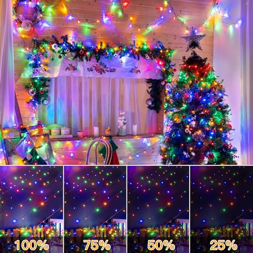Outdoor Christmas String Lights 164ft 500 LED Multicolor Waterproof with Modes