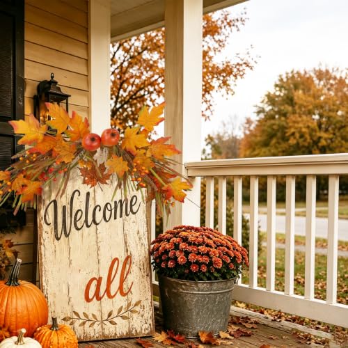 Autumn Fall Swag for Front Door - 33 inch Harvest Wreath Decor