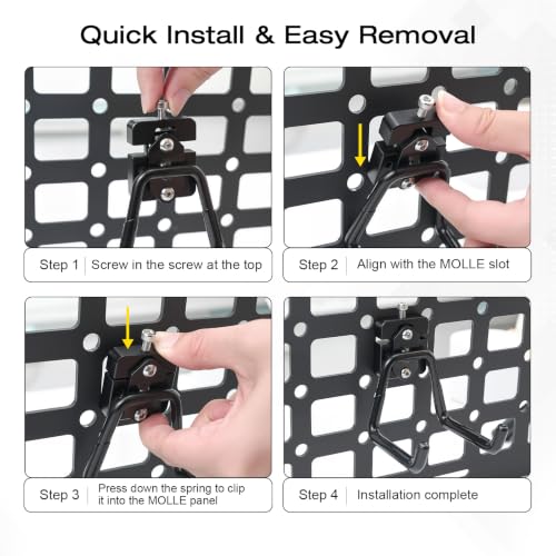 Heavy Duty Molle Panel Hook with Dual Rubber-Coated Hooks - 2 Pack