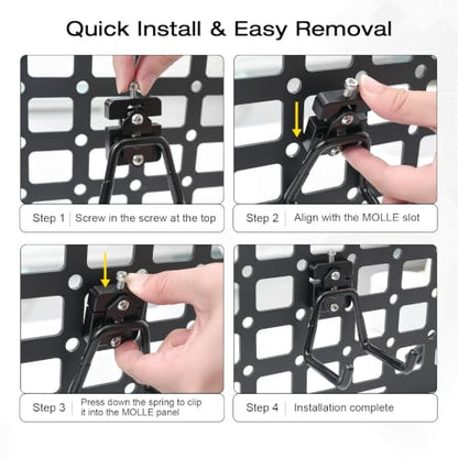 Heavy Duty Molle Panel Hook with Dual Rubber-Coated Hooks - 2 Pack
