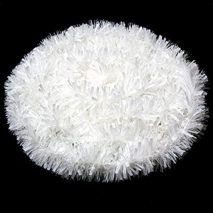 33ft White Christmas Tinsel Garland - Twisted Metallic Decor for Holiday & Home