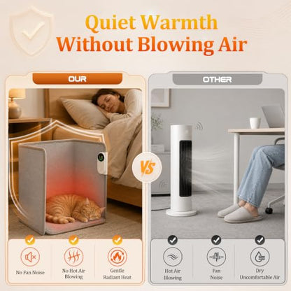 Grey Under Desk Heater with Foot Warmer & Blanket - Foldable & Quiet