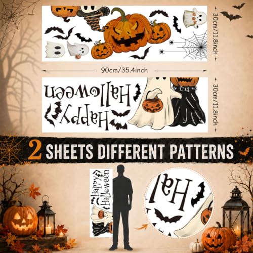 Halloween Door Stickers Ghost Pumpkin Set 2 Sheets Decorative Decor