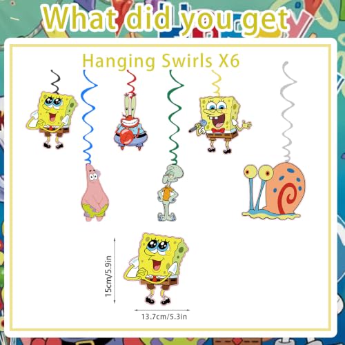 Birthday Banner with Vortex Pendants - SpongeBob Theme Celebration Decor