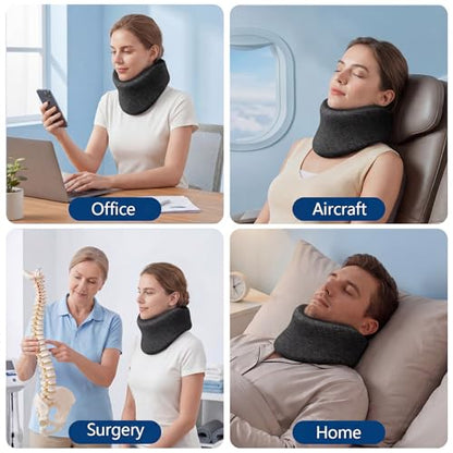 Neck Brace Cervical Collar for Neck Support & Travel Pillow - Dark Gray
