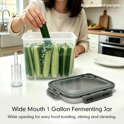 1 Gallon Plastic Fermentation Jar with Airlocks - Homebrew & Food Storage