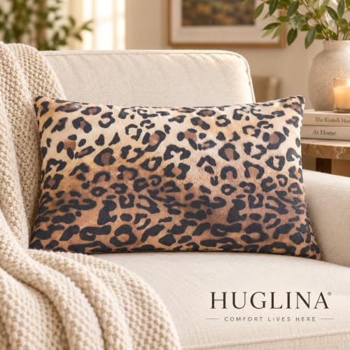Leopard Print Lumbar Throw Pillow 12x20 with Insert - Modern Decor