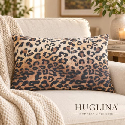 Leopard Print Lumbar Throw Pillow 12x20 with Insert - Modern Decor
