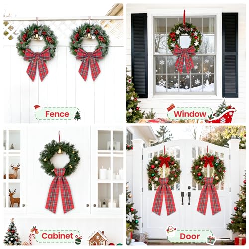 Christmas Wreath Sash for Front Door - 56 Inch Holiday Decor, Red & Green Plaid - Variation of This Listing