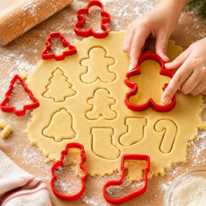 Christmas Cookie Cutter Set - 10 Piece Plastic Baking Shapes for Cookies & Fondant