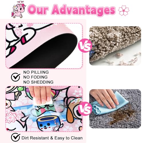 Tokidoki Pink Waterproof Non-Slip Bath Mat - Quick Dry, Absorbent Bathroom Rug