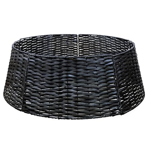 Black Wicker Christmas Tree Collar 29-Inch Farmhouse Holiday Decor
