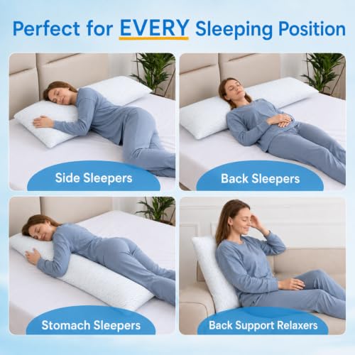 Cooling Shredded Memory Foam Body Pillow - Long Support for Side Sleeping