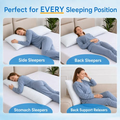 Cooling Shredded Memory Foam Body Pillow - Long Support for Side Sleeping