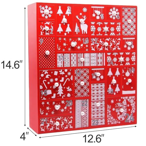 Refillable Wooden Advent Calendar with 24 Drawers - Christmas Countdown Decor