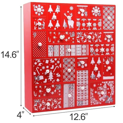 Refillable Wooden Advent Calendar with 24 Drawers - Christmas Countdown Decor