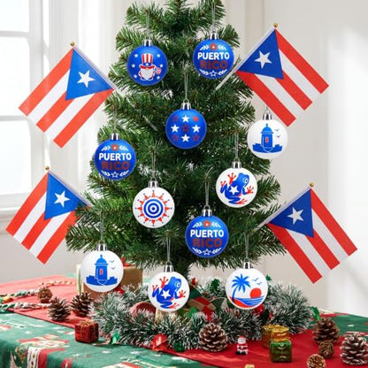 Puerto Rico Christmas Tree Decorations Set - Boricua Ornaments & Flags - Christmas Variant