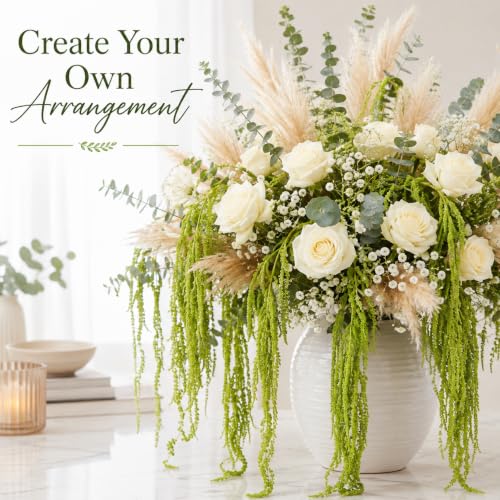 Natural Dried Amaranthus Hanging Flowers - Green Tassel Blooms, 23-27 Inches