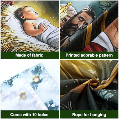 Wesiti 16 x 7 ft Christmas Nativity Garage Door Cover - Outdoor Holiday Decor