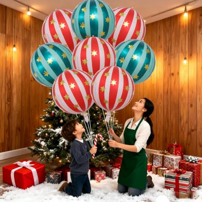 21 Inch Red & Green Foil Carnival Balloons – 8 Pcs Circus Party Decorations (Variation: Green)