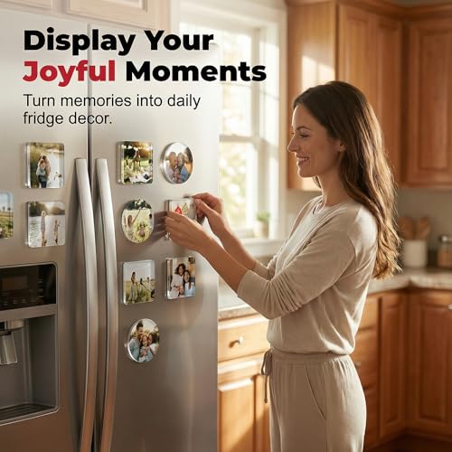 Clear Acrylic DIY Fridge Magnet Set with Adhesive Backing - Square 10 pcs