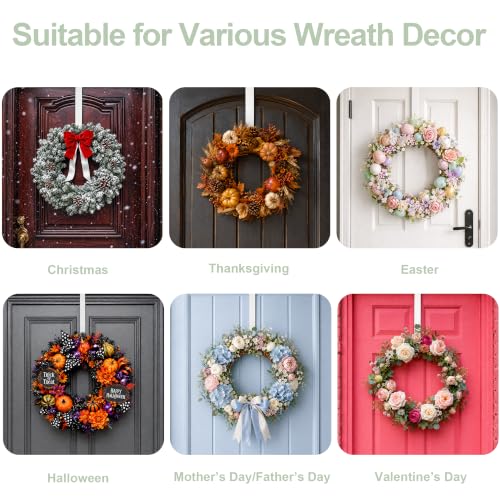 Adjustable Over-the-Door Wreath Hanger 22lb Heavy Duty, White, No Tools