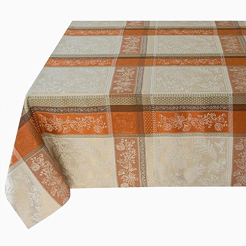 Benson Mills Heirloom Harvest Tablecloth - Terracotta 60x84 Inch Rectangular, Autumn Foliage Design