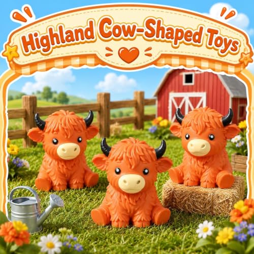 Giant Highland Cow Squishy Toy - Stress Relief Fidget Animal Model, 6 Inch